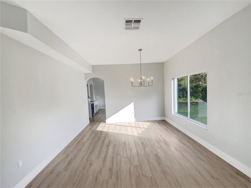 Chandelier, Empty room, Interior, Pendant Lights, Wood Texture Flooring