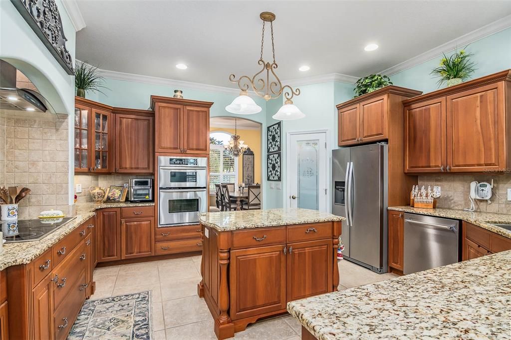 Chandelier, Interior, Kitchen, Pendant Lights, Recessed Lighting, Stainless Steel Appliances