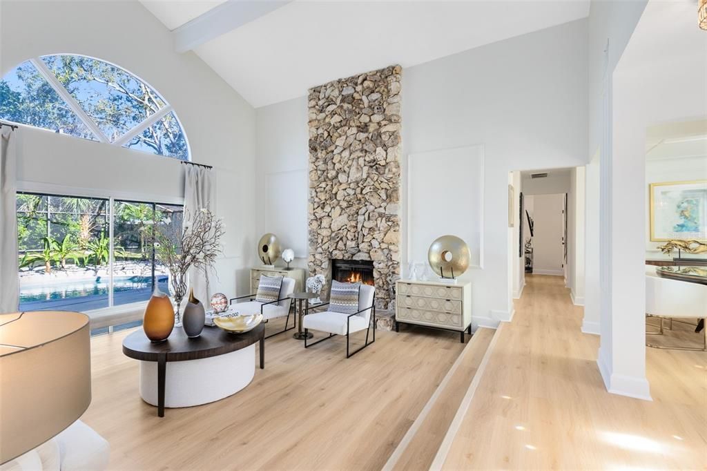 Fireplace, Interior, Living room, Wood Texture Flooring