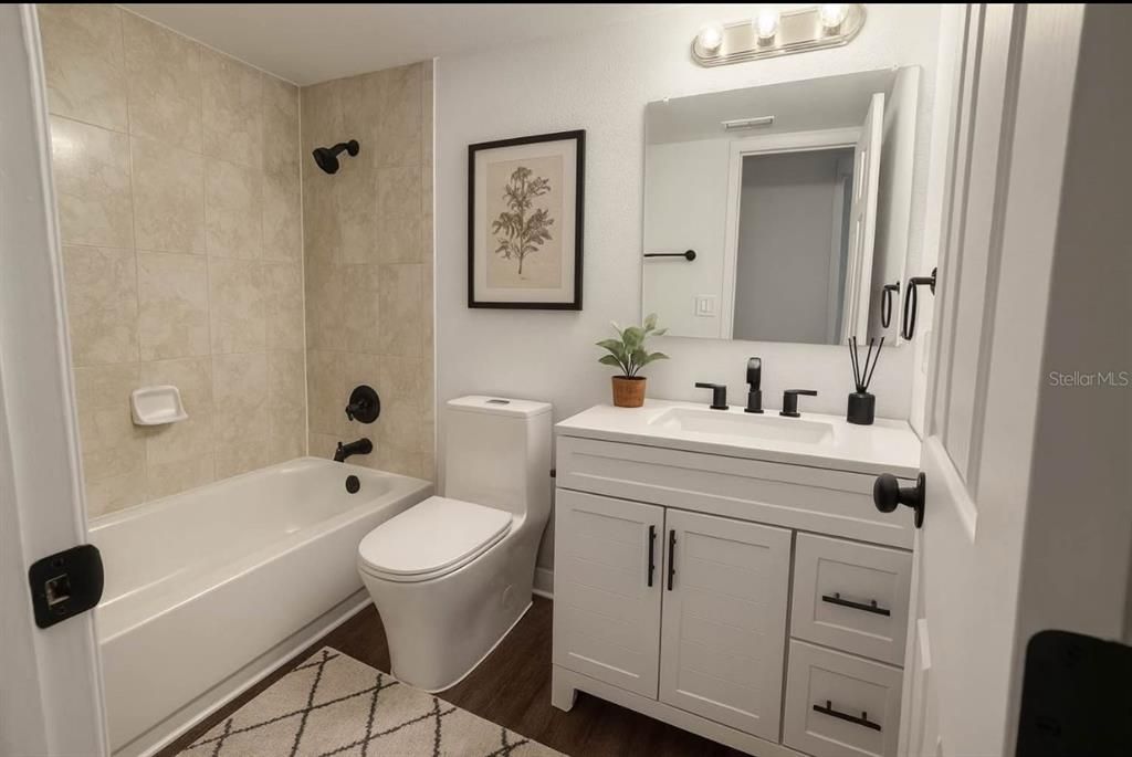 Bathroom, Dual Sink Vanities, Interior, Wood Texture Flooring