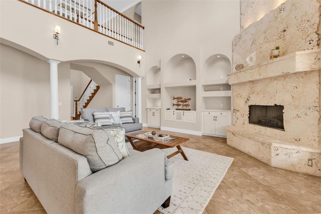 Fireplace, Interior, Living room, Recessed Lighting