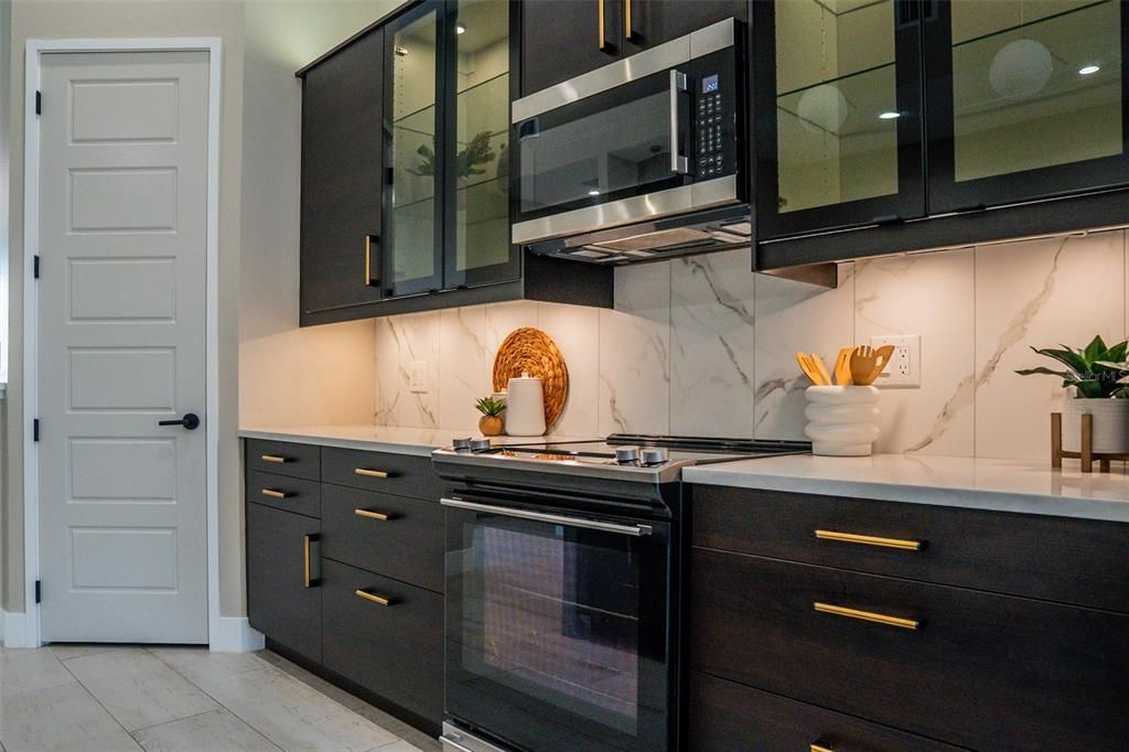 Interior, Kitchen, Marble Walls, Stainless Steel Appliances