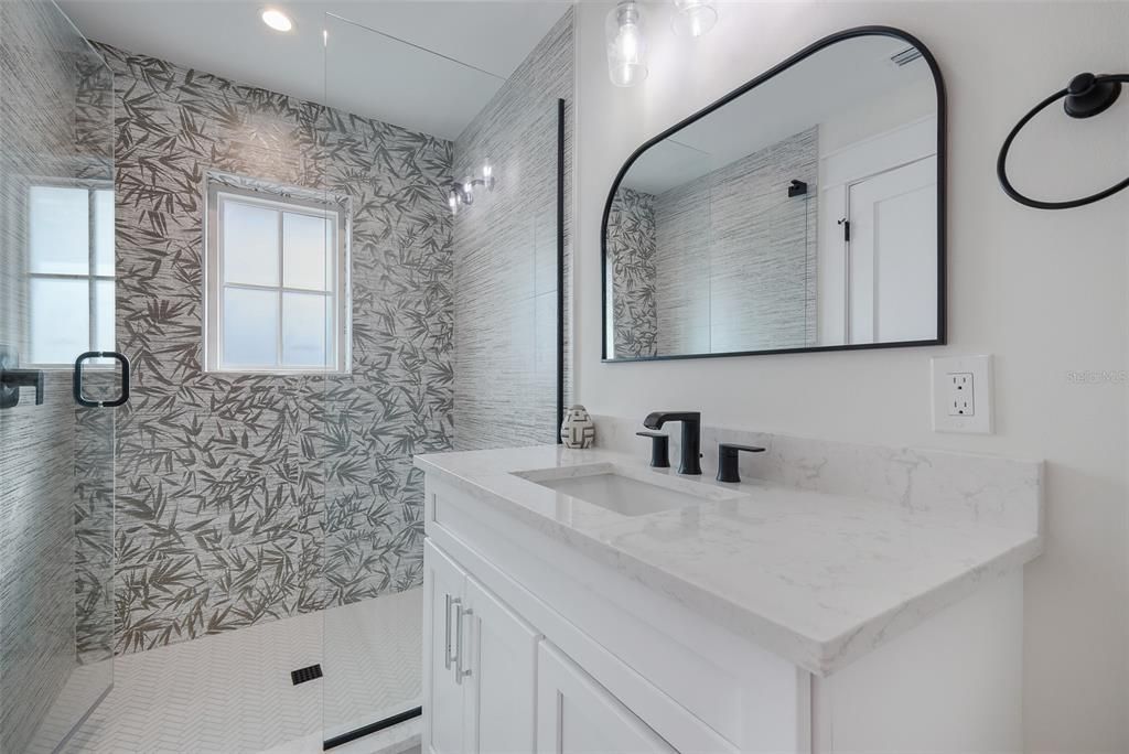 Bathroom, Glass Shower, Interior, Recessed Lighting