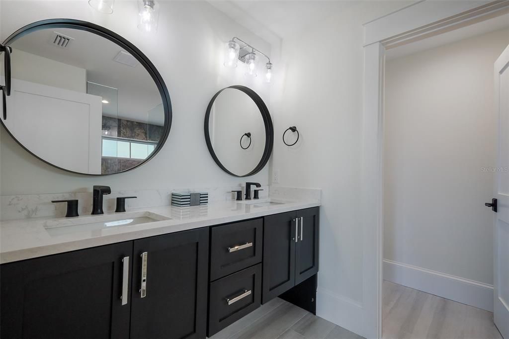 Bathroom, Dual Sink Vanities, Interior, Wood Texture Flooring