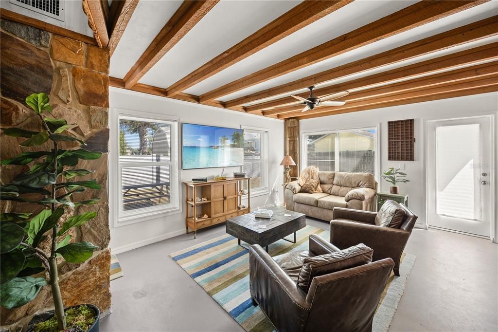 Interior, Living room, Stone Walls, Wooden Beams