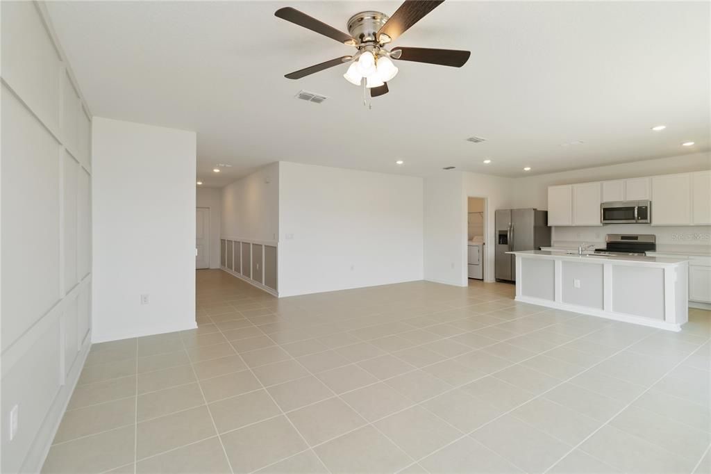Empty room, Interior, Kitchen, Recessed Lighting, Stainless Steel Appliances