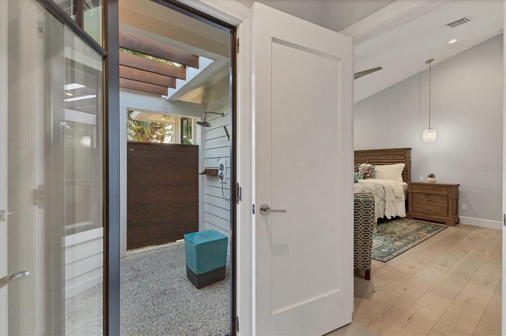 Bedroom, Interior, Pendant Lights, Recessed Lighting, Wood Texture Flooring