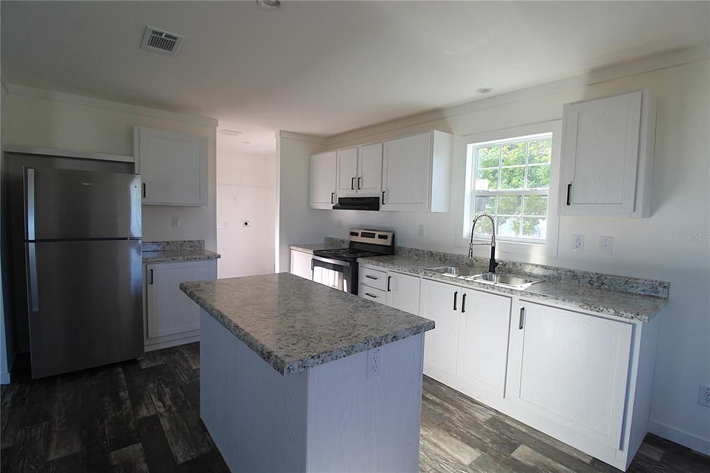 Interior, Kitchen, Recessed Lighting, Wood Texture Flooring