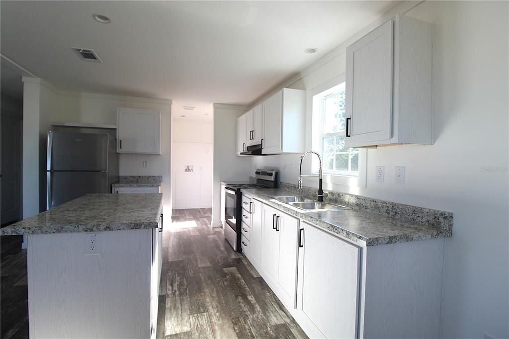 Interior, Kitchen, Recessed Lighting, Wood Texture Flooring