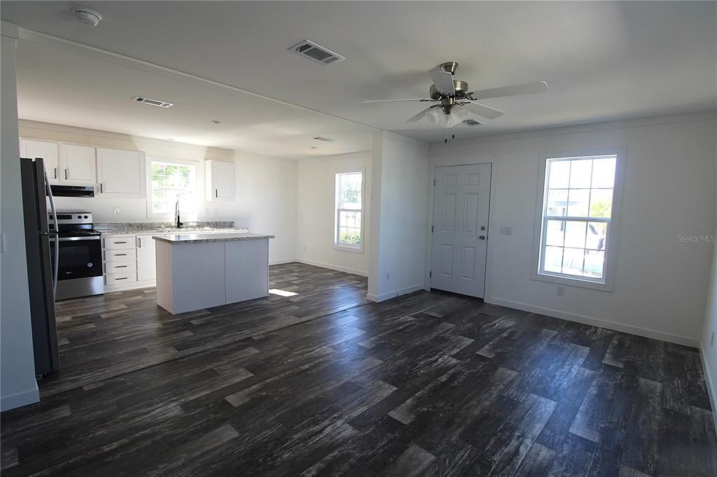 Interior, Kitchen, Recessed Lighting, Wood Texture Flooring