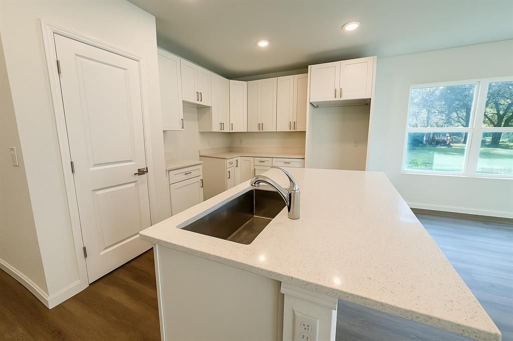 Interior, Kitchen, Recessed Lighting, Wood Texture Flooring