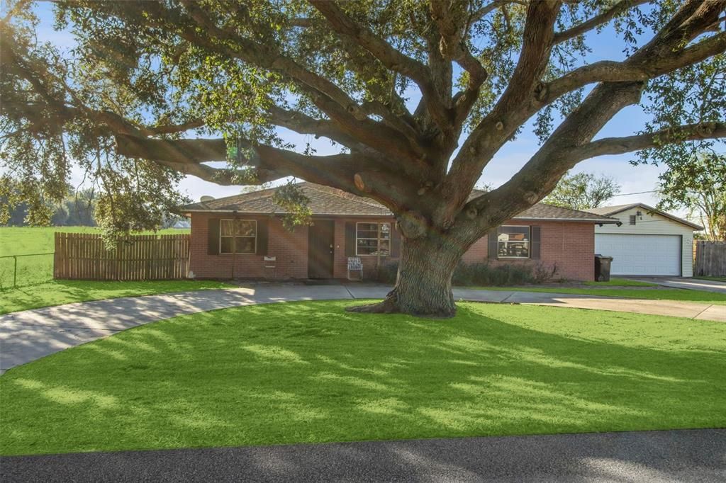 Backyard, Detached Garage, Exterior, Facade, Brick Facade, Ranch