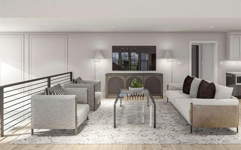 Interior, Living room, Recessed Lighting, Wood Texture Flooring