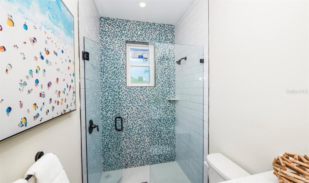 Bathroom, Glass Shower, Interior, Recessed Lighting