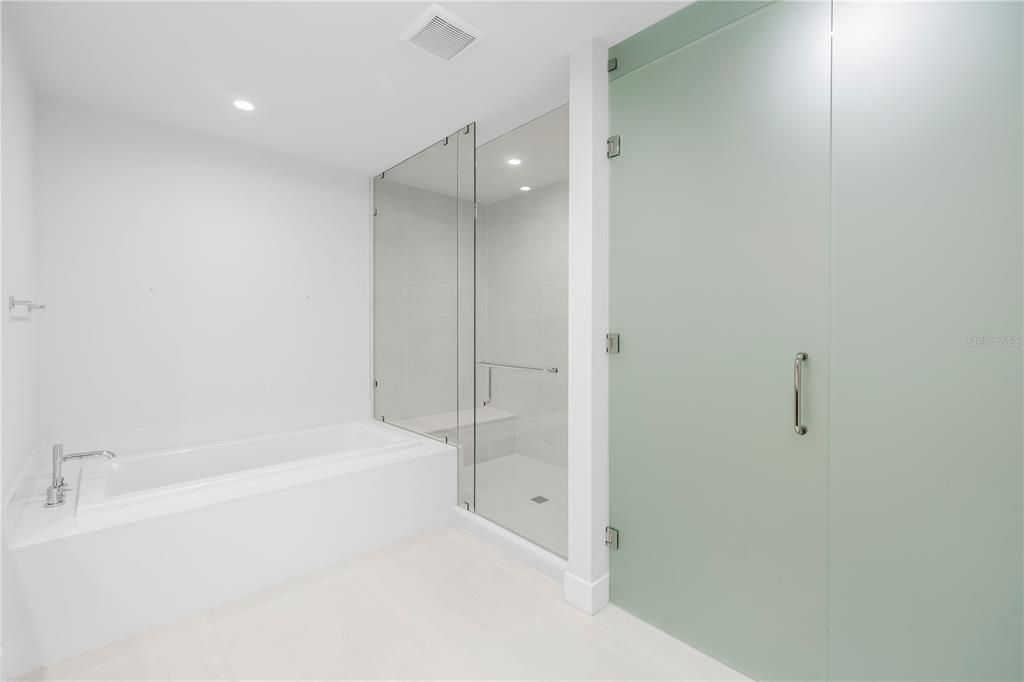 Bathroom, Glass Shower, Interior, Recessed Lighting