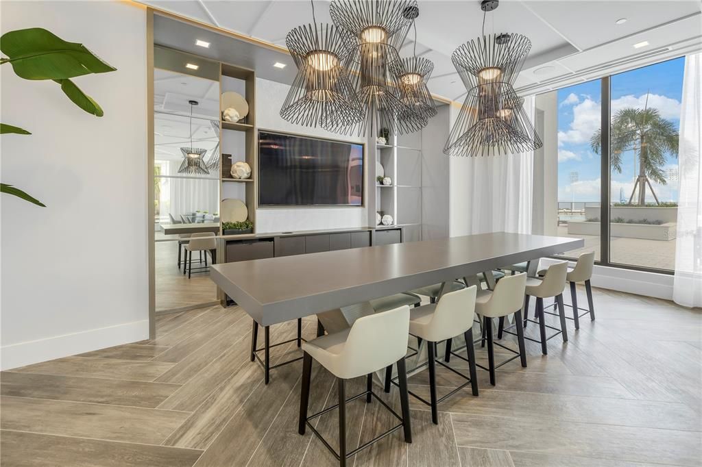 Game Room, Interior, Pendant Lights, Recessed Lighting, Wood Texture Flooring