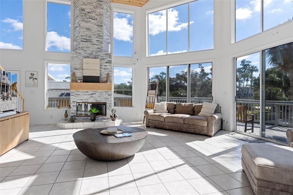 Fireplace, Interior, Living room, Sun Room