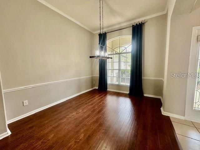 Empty room, Interior, Pendant Lights, Wood Texture Flooring