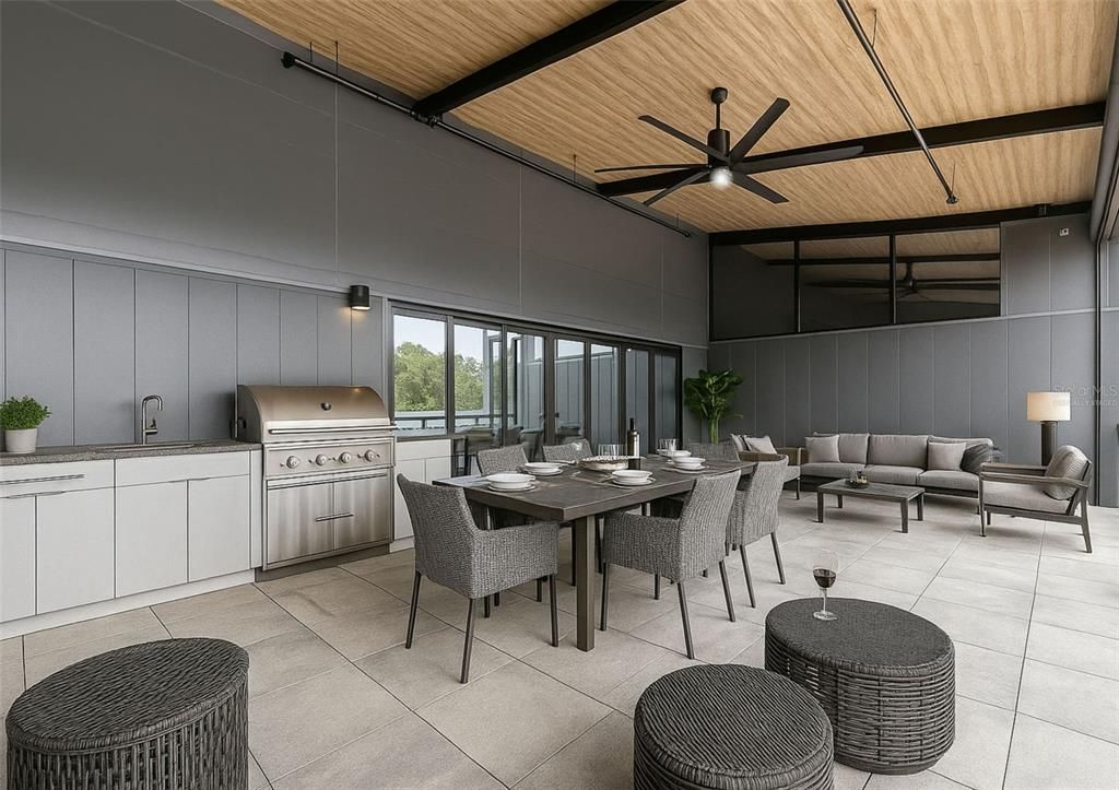 Dining room, Interior, Wooden Ceilings