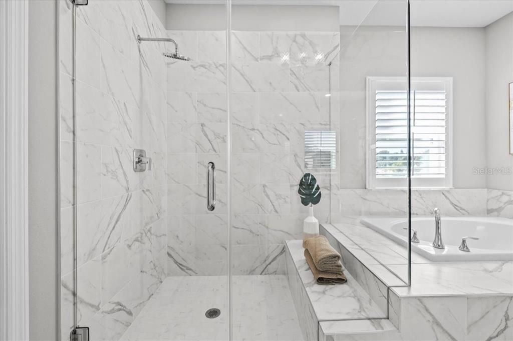 Bathroom, Glass Shower, Interior, Marble Walls