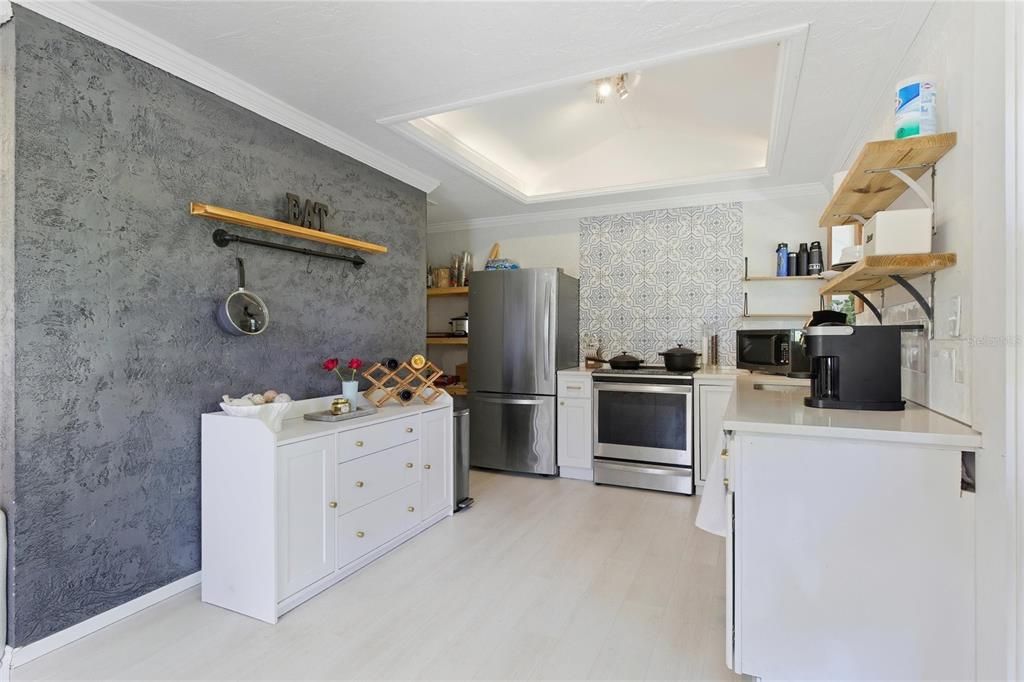 Interior, Kitchen, Stainless Steel Appliances, Wood Texture Flooring