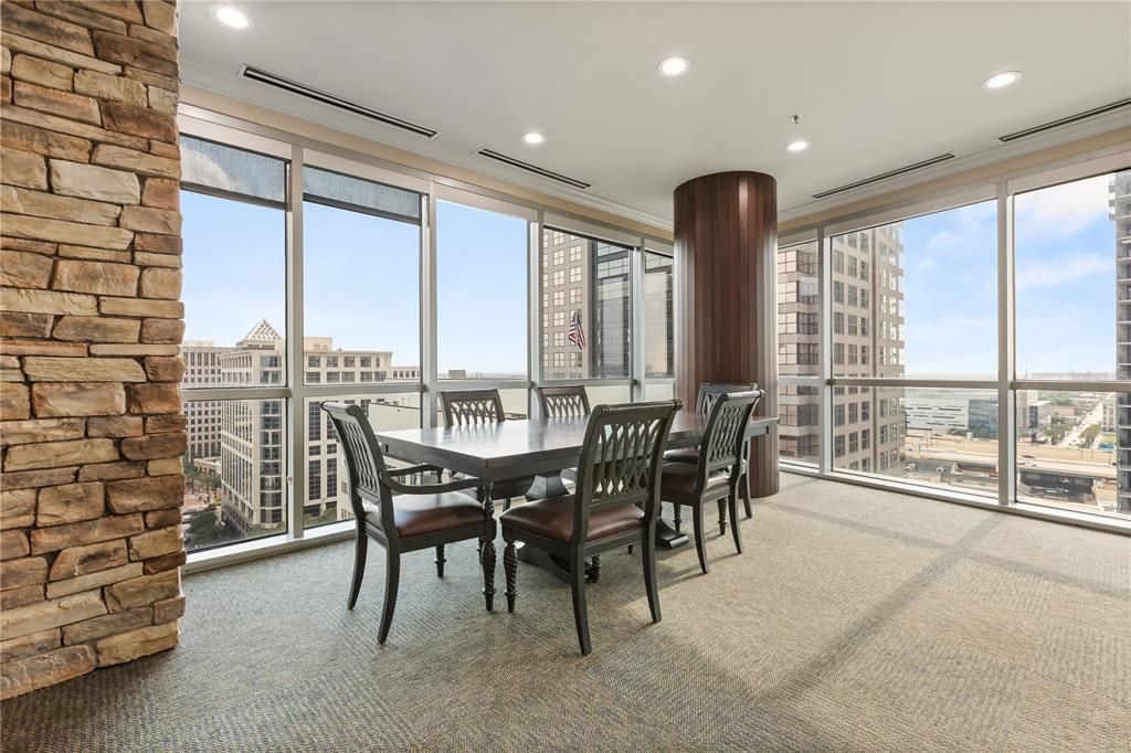 Dining room, Interior, Recessed Lighting, Stone Walls