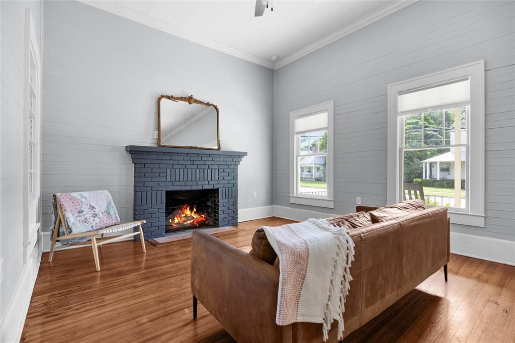 Fireplace, Interior, Wood Texture Flooring