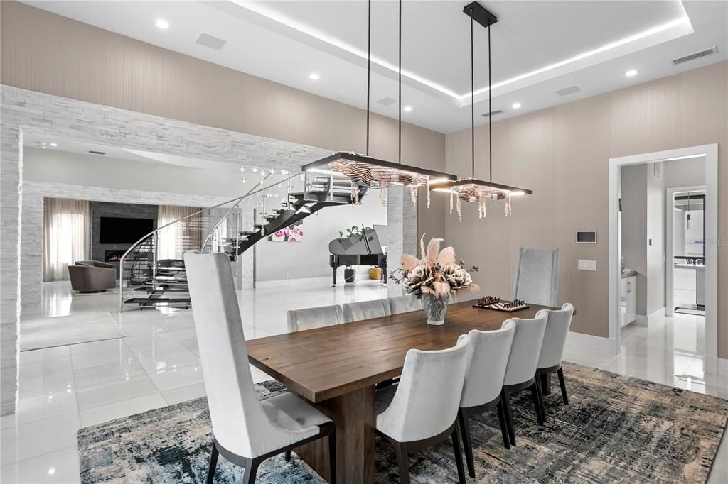 Dining room, Interior, Pendant Lights, Recessed Lighting