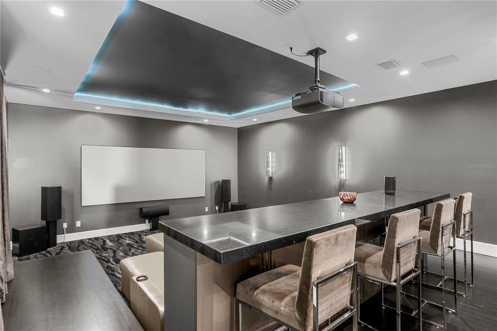 Interior, Projection Screen, Recessed Lighting, Theatre Room