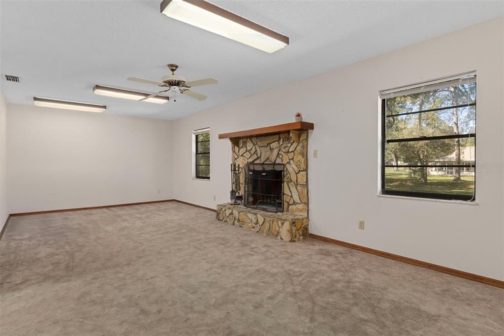 Empty room, Fireplace, Interior, Stone Walls