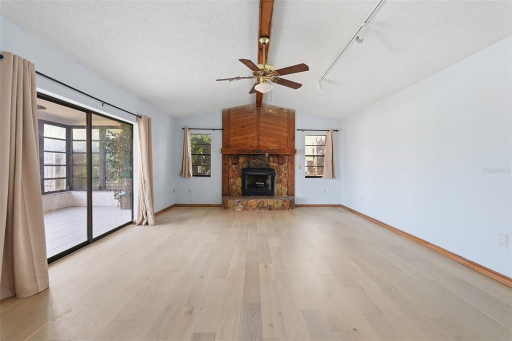 Empty room, Fireplace, Interior, Wood Texture Flooring
