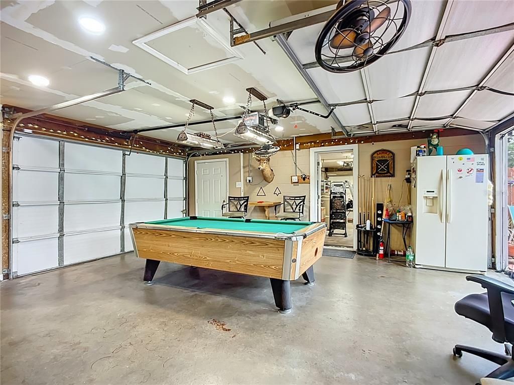 Billiard Table, Game Room, Garage, Interior, Recessed Lighting