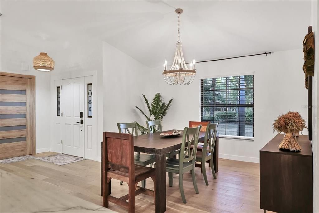 Chandelier, Dining room, Interior, Pendant Lights, Wood Texture Flooring