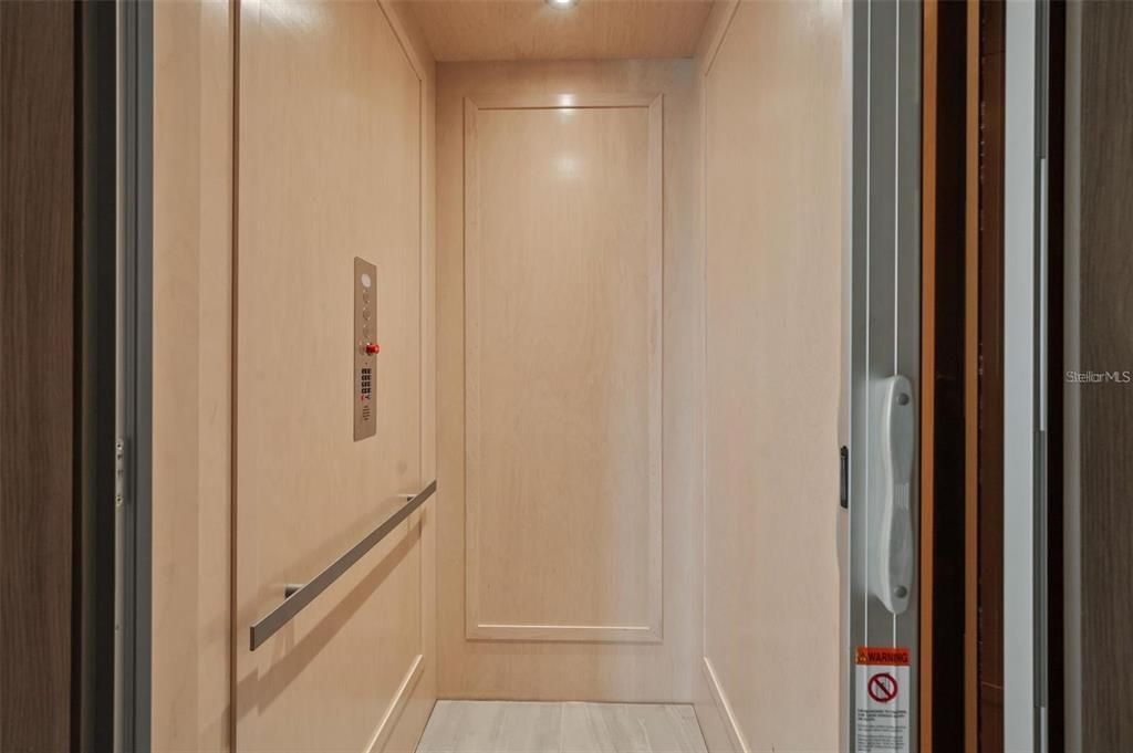 Elevator, Interior, Recessed Lighting, Wooden Walls