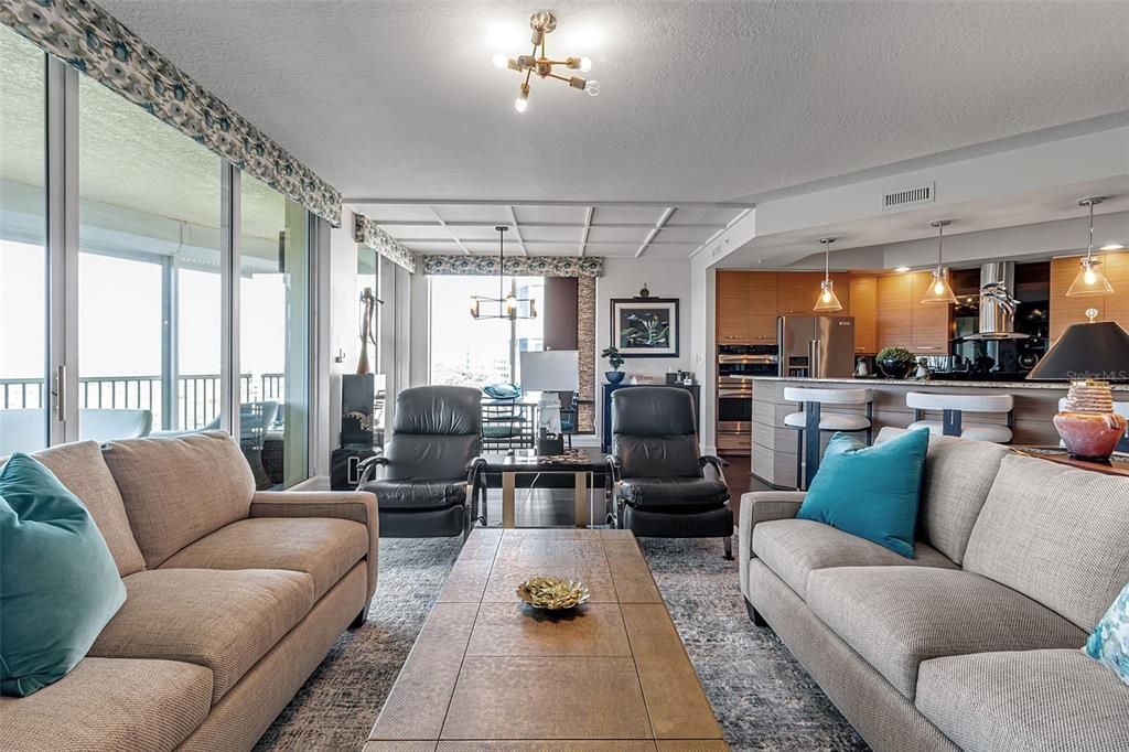 Dining room, Interior, Kitchen, Living room, Pendant Lights, Stainless Steel Appliances