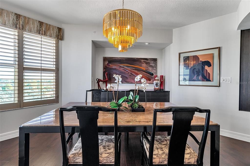 Chandelier, Dining room, Interior, Wood Texture Flooring