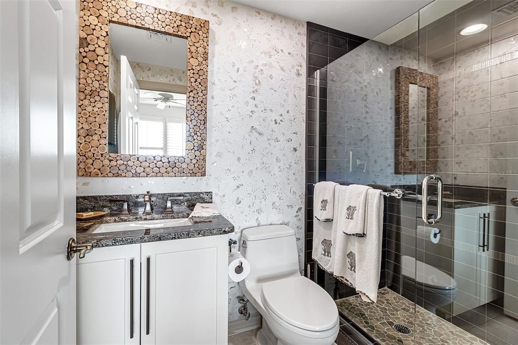 Bathroom, Glass Shower, Interior, Recessed Lighting