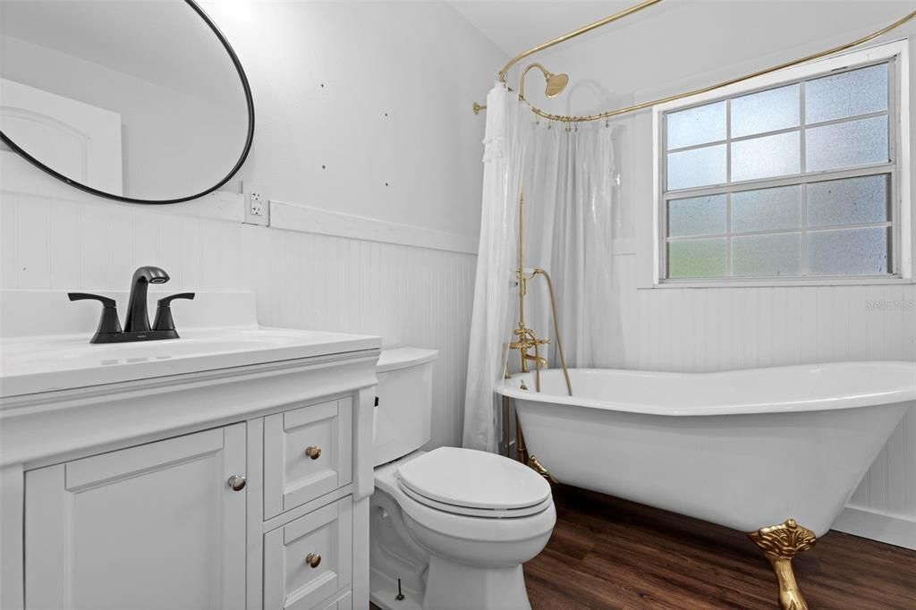 Bathroom, Free Standing Baths, Interior, Wood Texture Flooring