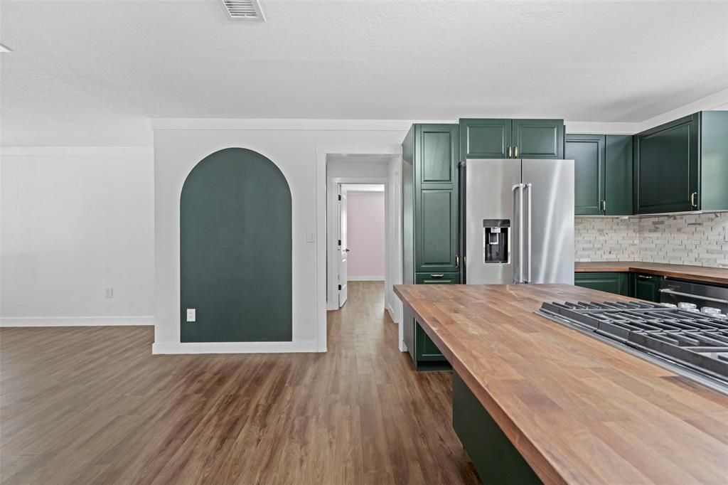 Interior, Kitchen, Stainless Steel Appliances, Wood Texture Flooring