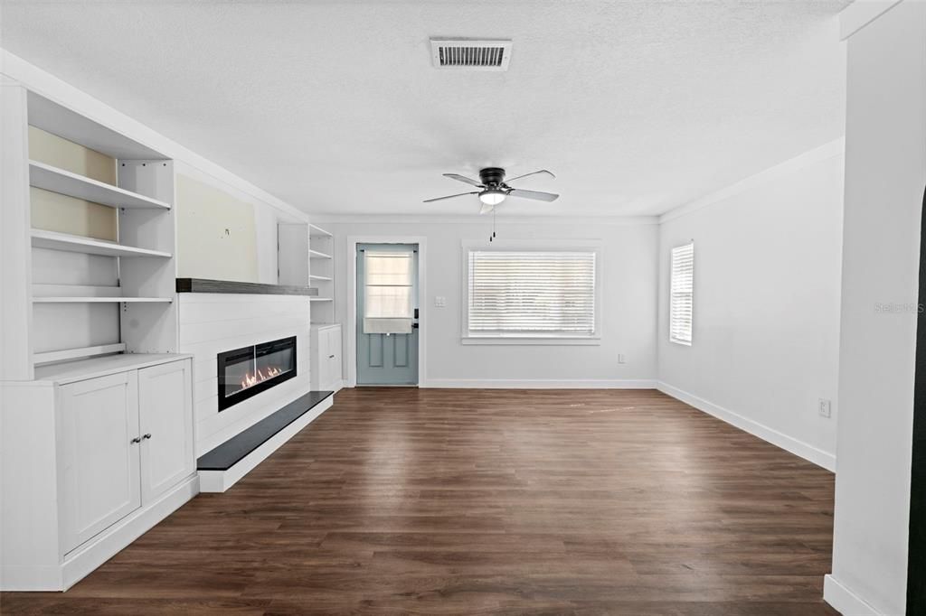 Empty room, Fireplace, Interior, Wood Texture Flooring