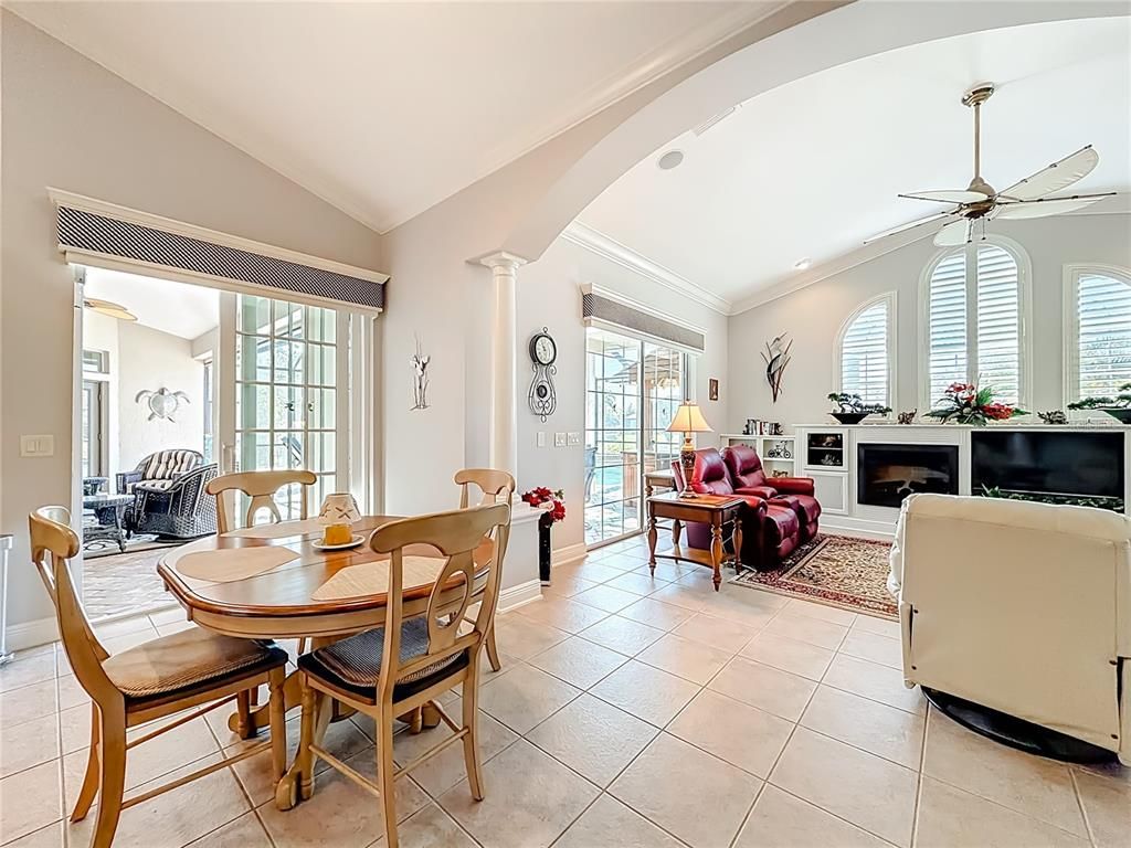 Dining room, Fireplace, Interior, Living room