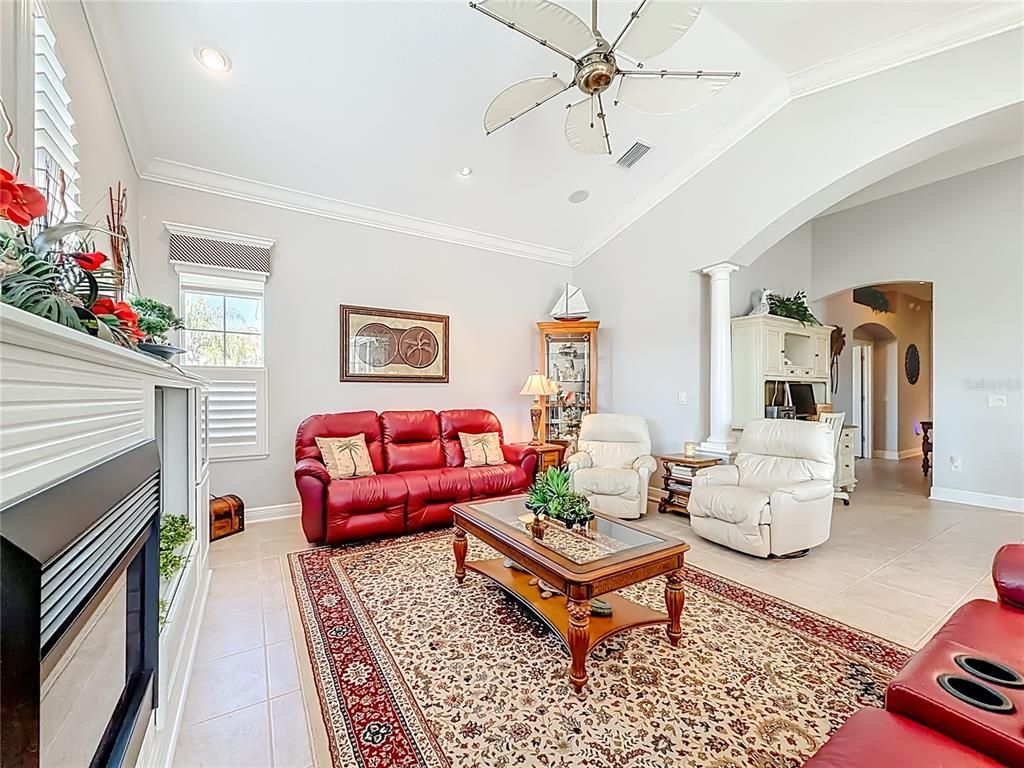 Fireplace, Interior, Living room, Recessed Lighting