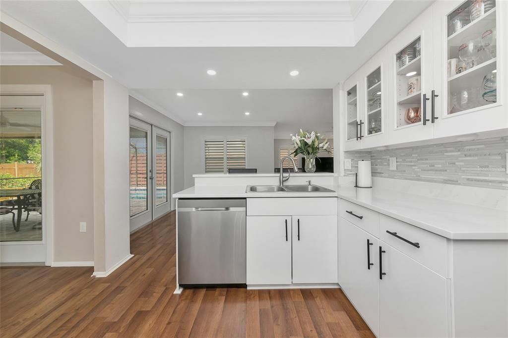 Interior, Kitchen, Recessed Lighting, Wood Texture Flooring