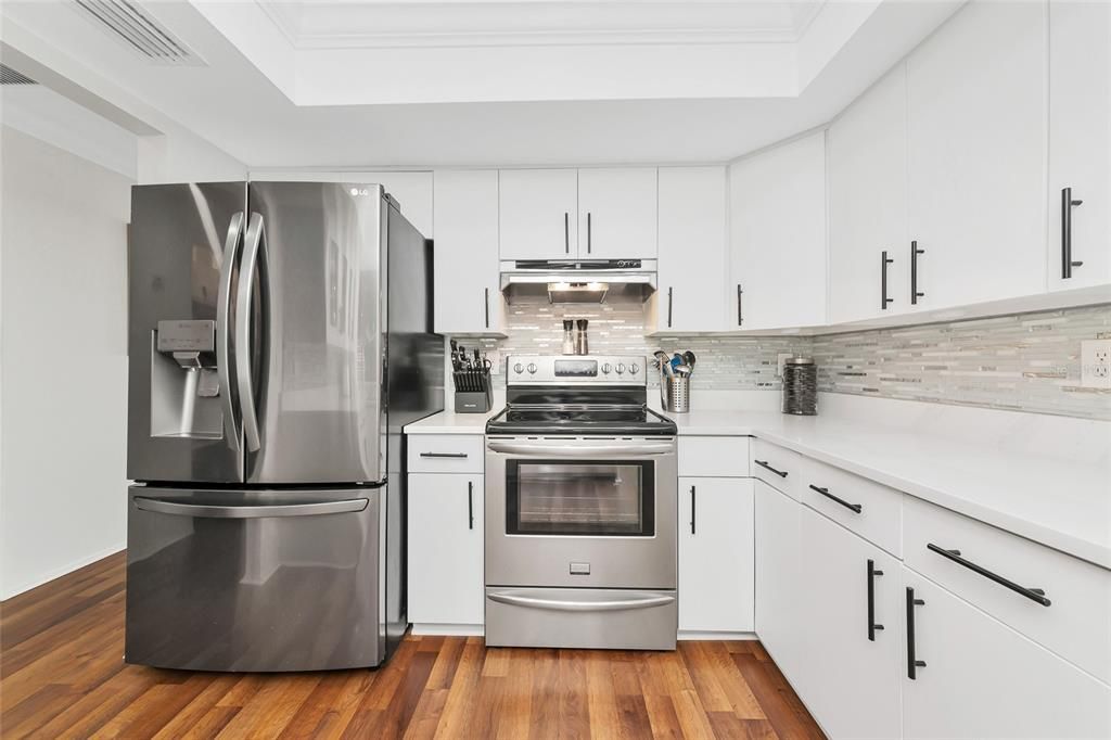 Interior, Kitchen, Stainless Steel Appliances, Wood Texture Flooring