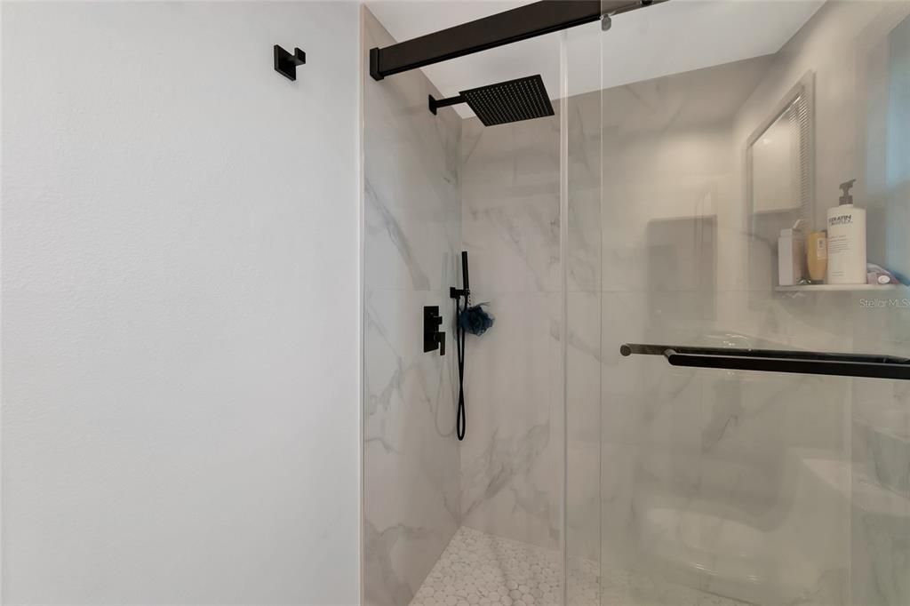 Bathroom, Glass Shower, Interior, Marble Walls