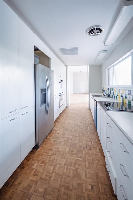 Interior, Kitchen, Stainless Steel Appliances, Wood Texture Flooring