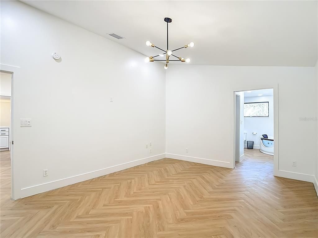 Empty room, Interior, Pendant Lights, Wood Texture Flooring