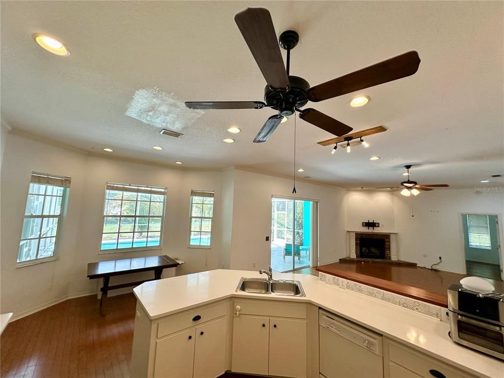 Interior, Kitchen, Recessed Lighting, Wood Texture Flooring