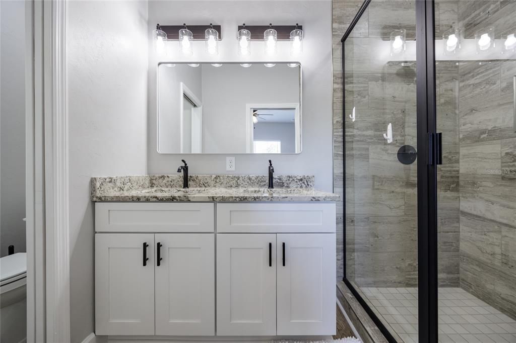 Bathroom, Dual Sink Vanities, Glass Shower, Interior