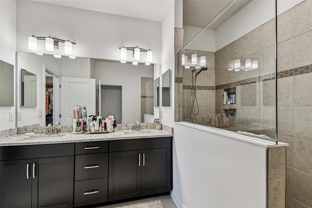 Bathroom, Dual Sink Vanities, Glass Shower, Interior